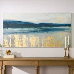 Golden Turquoise Abstract Canvas Wall Art
