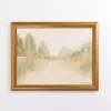 Golden Watercolor Treeline Framed Canvas Art Print
