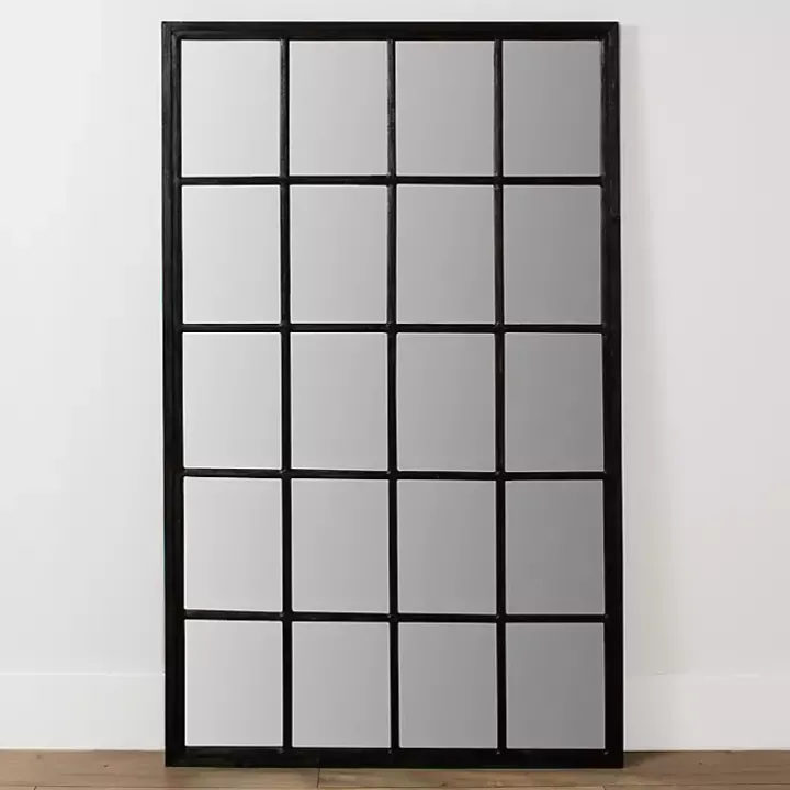 Grande Black Window Pane Leaner Mirror