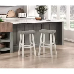 Gray & White Wood Bar Stools, Set of 2
