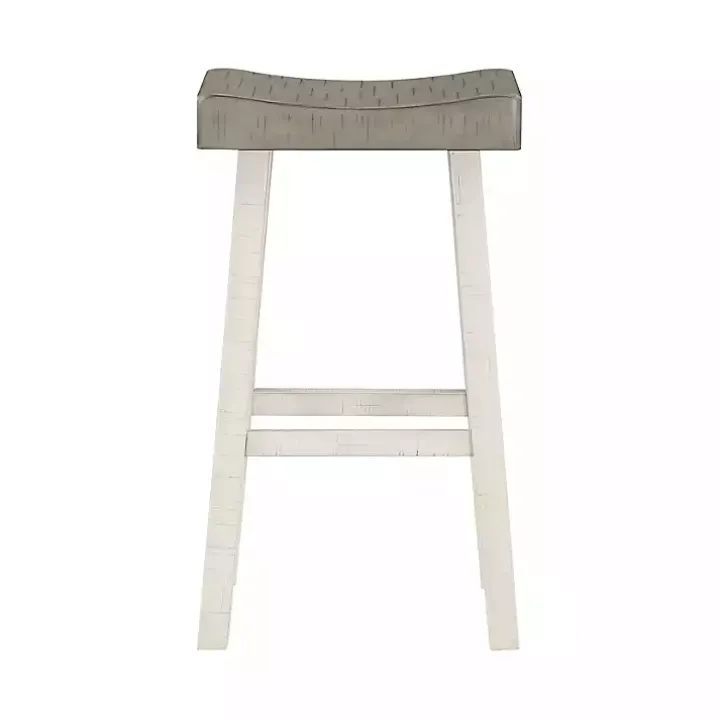 Gray & White Wood Bar Stools, Set of 2
