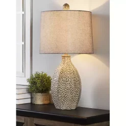 Gray and Cream Textured Table Lamp