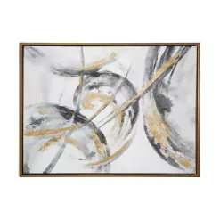 Gray and Gold Abstract Framed Canvas Art Print