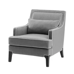 Gray and Ivory Trim Upholstered Armchair