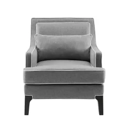 Gray and Ivory Trim Upholstered Armchair