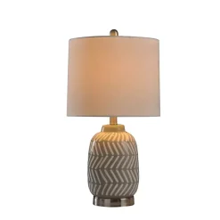 Gray and White Etched Table Lamp