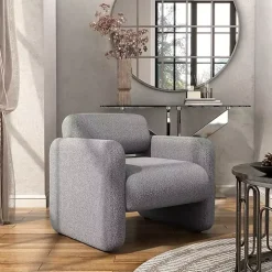 Gray Boucle Modern Accent Chair