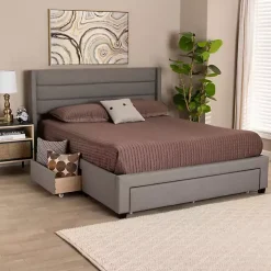 Gray Braylon Upholstered 3-Drawer Queen Bed