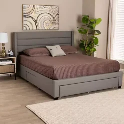 Gray Braylon Upholstered 3-Drawer Full Bed