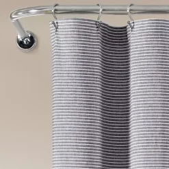 Gray Button and Stripe Shower Curtain