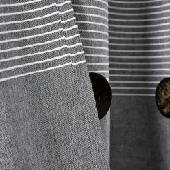 Gray Button and Stripe Shower Curtain