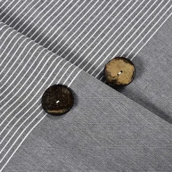 Gray Button and Stripe Shower Curtain