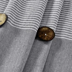 Gray Button and Stripe Shower Curtain