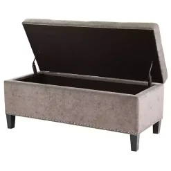 Gray Button Tufted Storage Bench