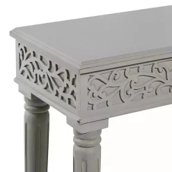 Gray Carved Wood Console Table