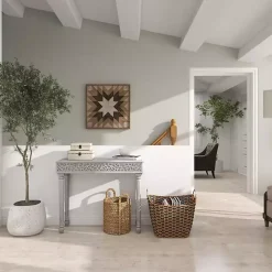 Gray Carved Wood Console Table