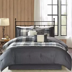 Gray Check California King 7-pc. Comforter Set