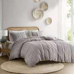 Gray Chenille Tufted California King Comforter Set