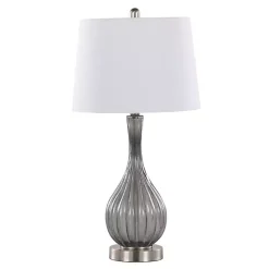 Gray Crackle Glass Teardrop Table Lamps, Set of 2