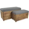 Gray Cushioned Storage Benches, Set of 2