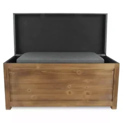 Gray Cushioned Storage Benches, Set of 2