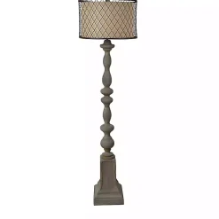Gray Distressed Metal Encased Shade Floor Lamp