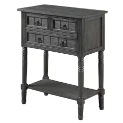 Gray 3-Drawer Turned Legs Accent Table