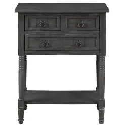 Gray 3-Drawer Turned Legs Accent Table