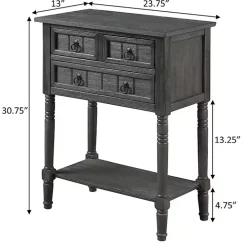 Gray 3-Drawer Turned Legs Accent Table