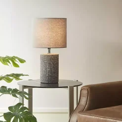 Gray Embossed Ceramic Bayard Table Lamp