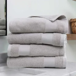 Gray Essential Cotton Bath Towels, Set of 4