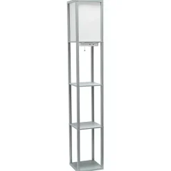 Gray Etagere Shelf Charging Floor Lamp