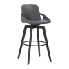Gray Faux Leather Baylor Swivel Bar Stool