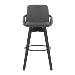 Gray Faux Leather Baylor Swivel Bar Stool