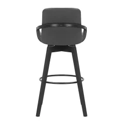 Gray Faux Leather Baylor Swivel Bar Stool