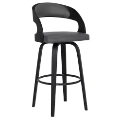 Gray Faux Leather Black Wood Sally Counter Stool