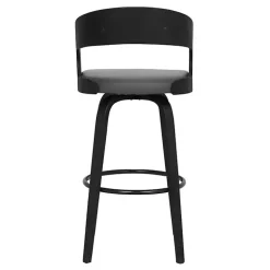 Gray Faux Leather Black Wood Sally Counter Stool