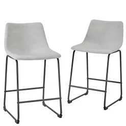 Gray Faux Leather Counter Stools, Set of 2