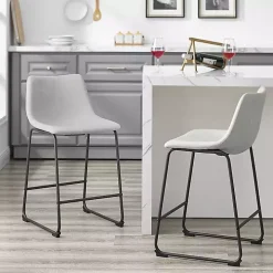 Gray Faux Leather Counter Stools, Set of 2