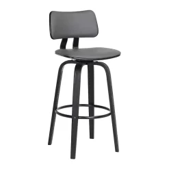 Gray Faux Leather Pico Swivel Counter Stool