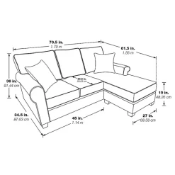 Gray Faux Leather Rolled Arm Sectional