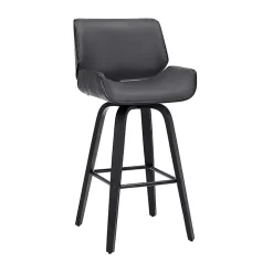 Gray Faux Leather Tyler Swivel Bar Stool