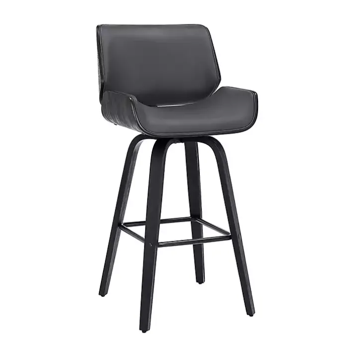 Gray Faux Leather Tyler Swivel Bar Stool