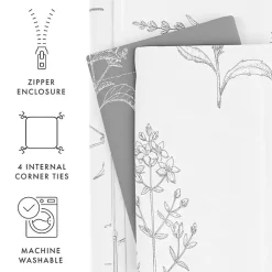 Gray Floral Reversible 2-pc. Twin Duvet Cover Set