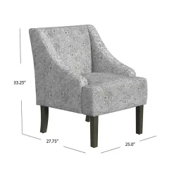 Gray Floral Swoop Accent Chair