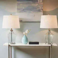 Gray Glass Bold Table Lamps, Set of 2