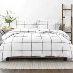 Gray Grid Plaid 2-pc. Micro Twin Duvet Cover Set