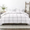 Gray Grid Plaid 3-pc. Micro King Duvet Cover Set