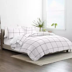 Gray Grid Plaid 2-pc. Micro Twin Duvet Cover Set