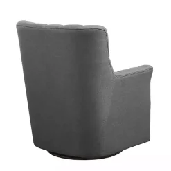 Gray Hand-Tufted Swivel Glider Accent Chair